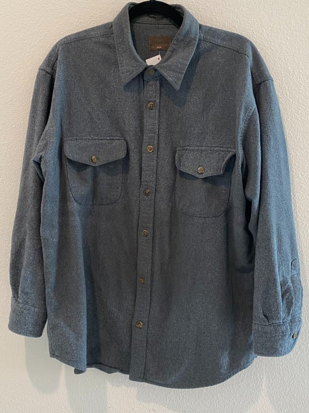 St Johns Bay Men's Grey Cotton Flannel Long Sleeve Utility Shacket Large
